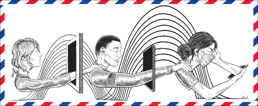 Social Connection postcard art by Stacey Bates