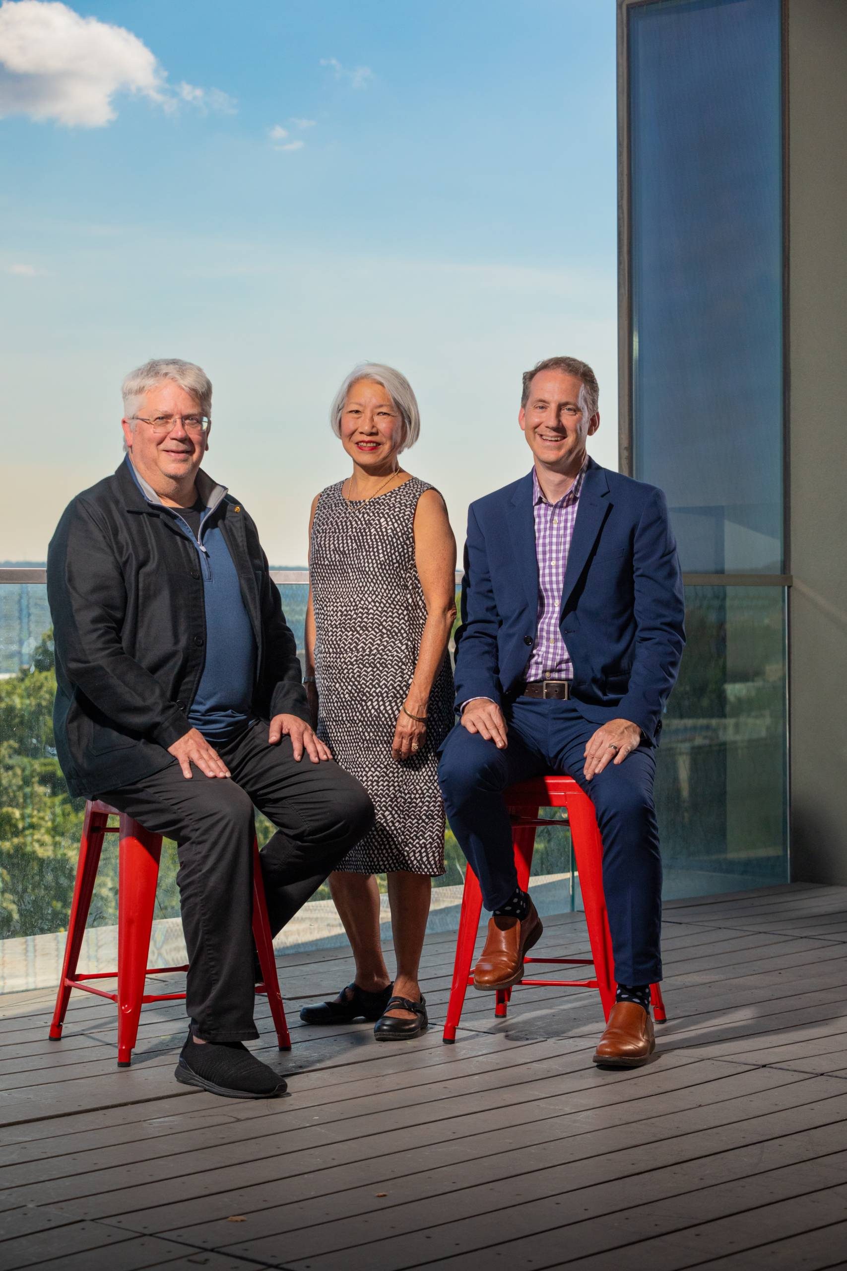 Portrait of the three co-commissioners who represent the organizations that will represent the United States at the 19th Venice Architecture Biennale in 2025.