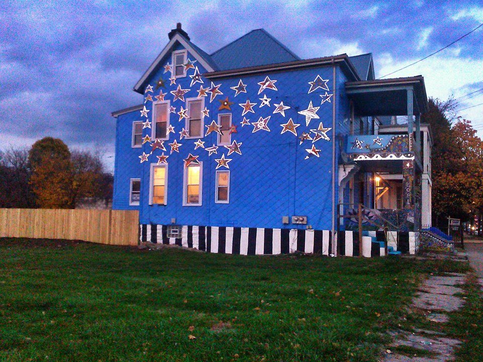 The new Art House, decorated with mosaic stars made by neighborhood children.