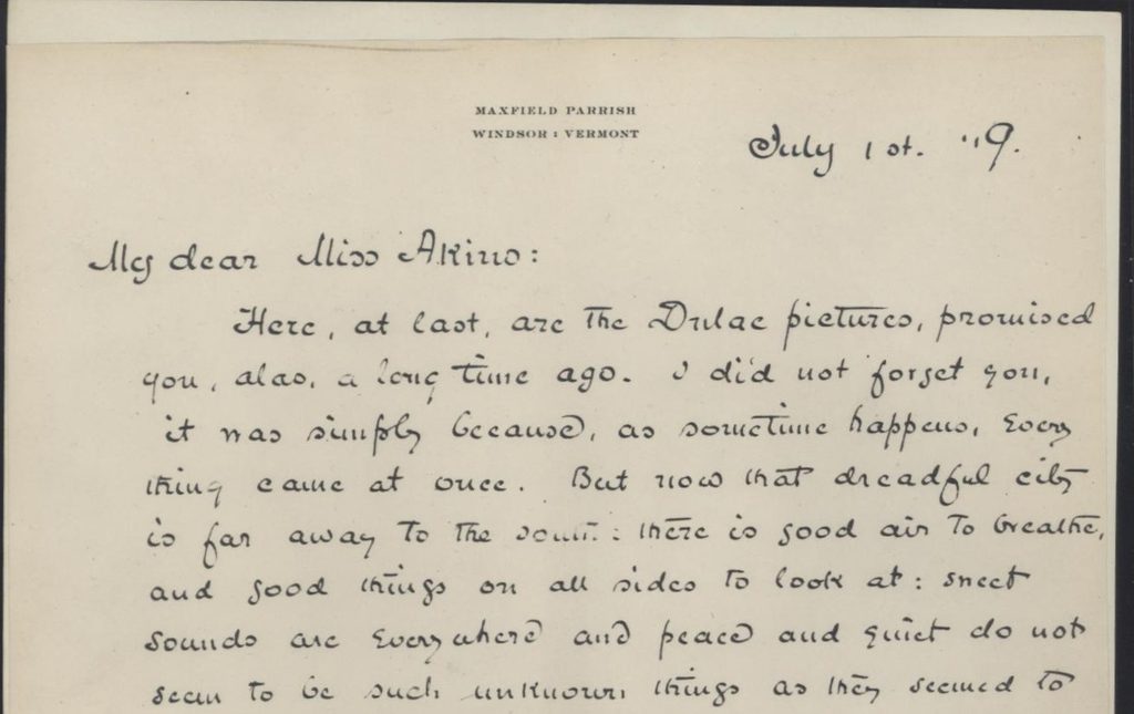 letter written by maxfield parrish