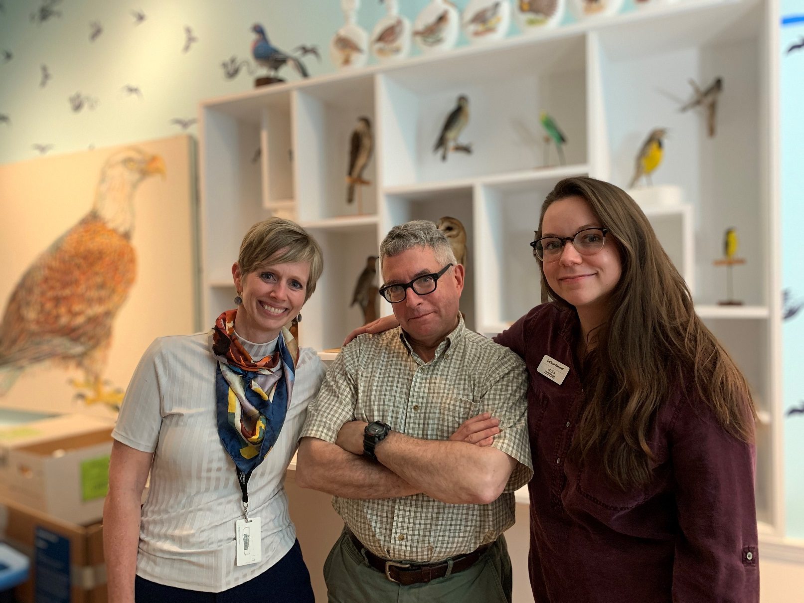 Mindy Besaw, curator, American art; artist Mark Dion; Larissa Randall, curatorial assistant in Crystal Bridges at 10
