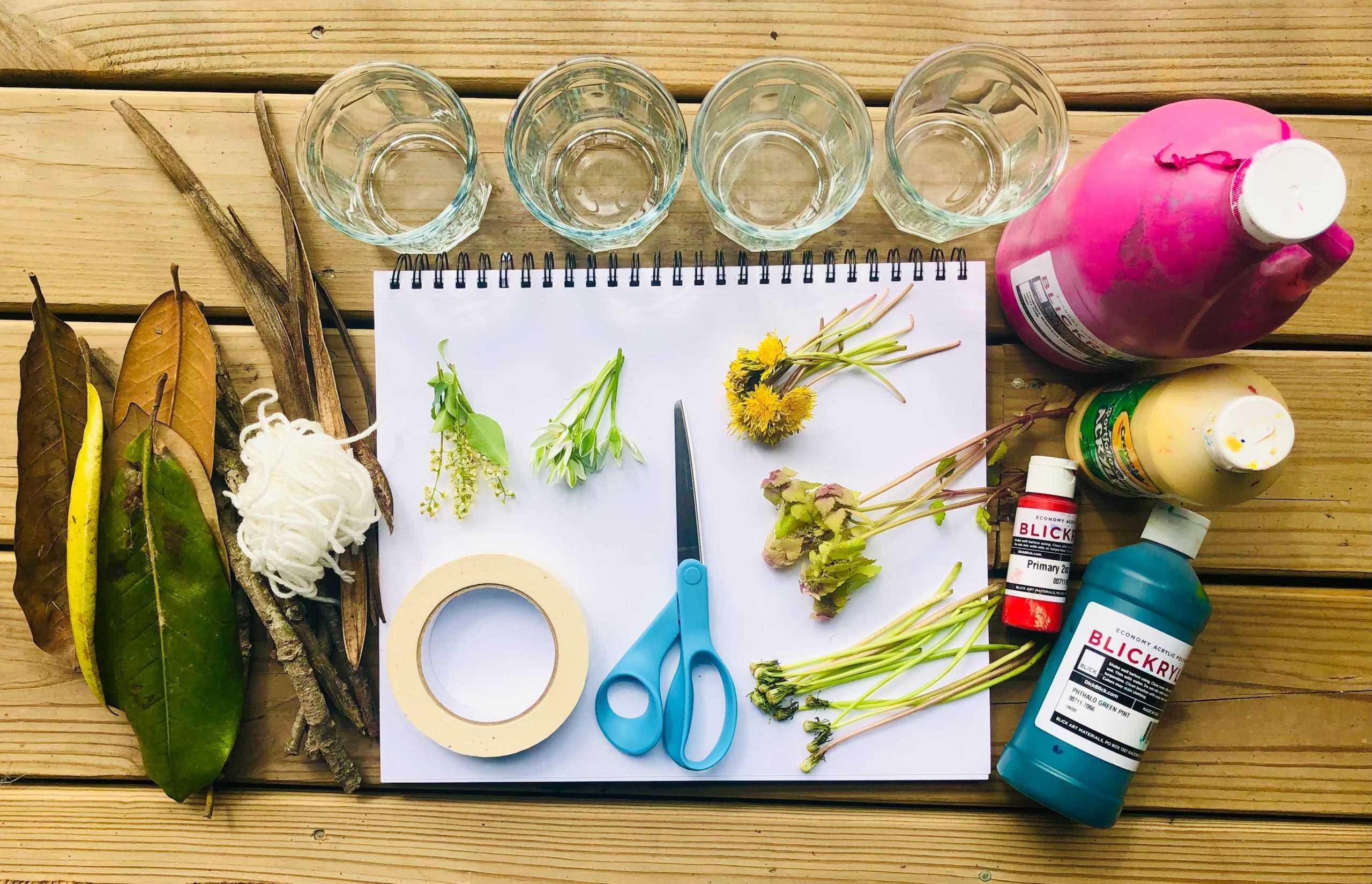 materials laid out for an art making project