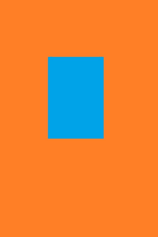 Blue square centered on orange background.