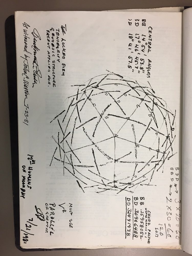 One of many sketches from the archive of the Fly's Eye Dome in development
