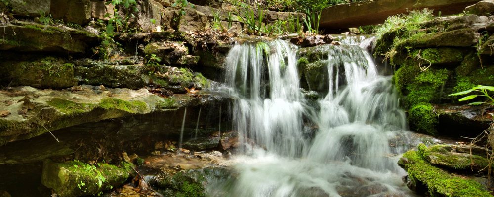 Waterfall trickling down rocks